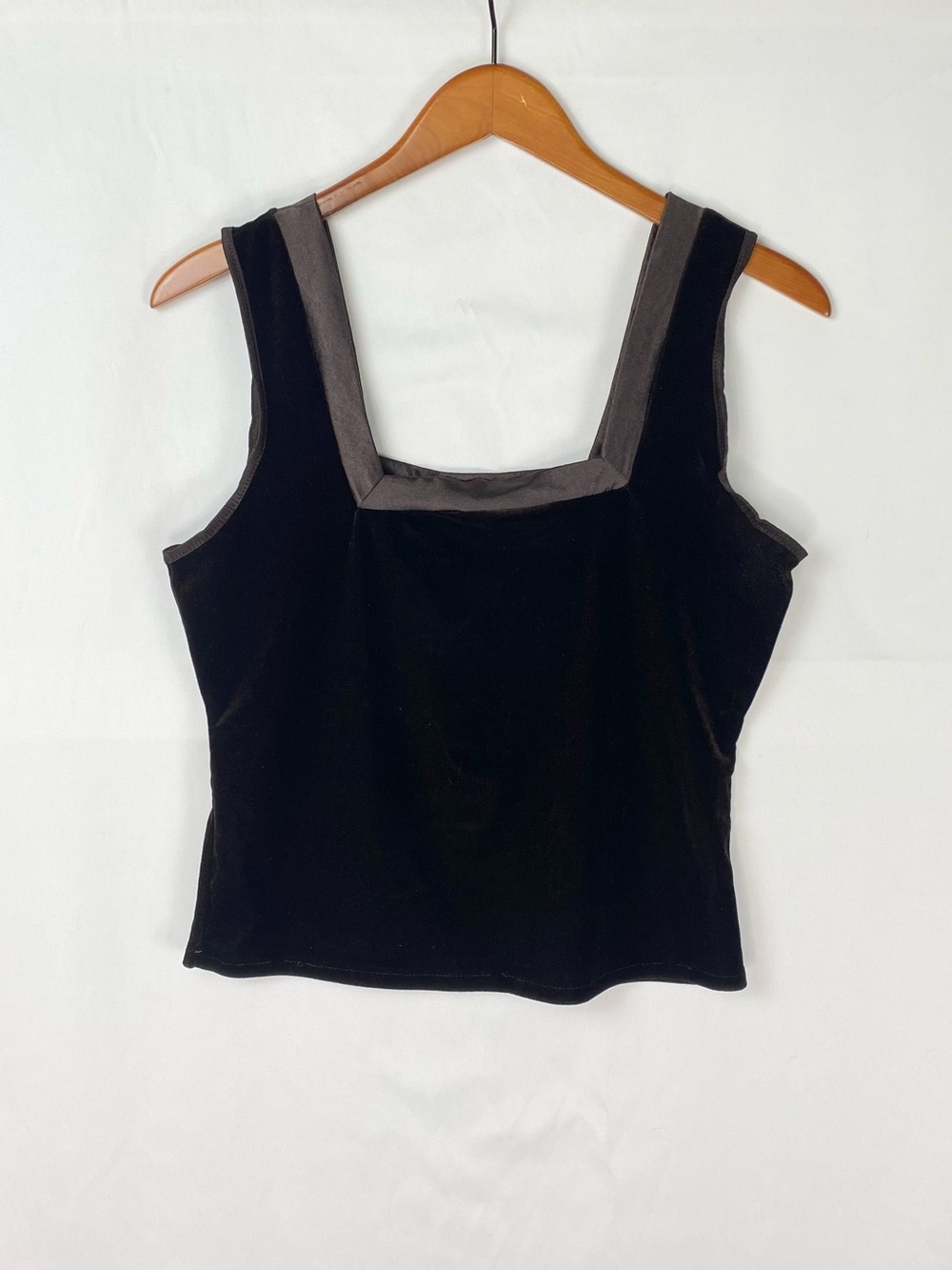Vintage Cinema Etoile Velvet Square Neck Tank Top Made in USA brown Size Small